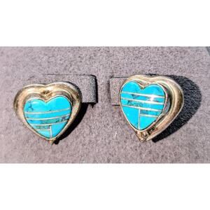 DTR Jay King Mine Finds Sterling Silver Inlaid Turquoise Heart Post Earrings